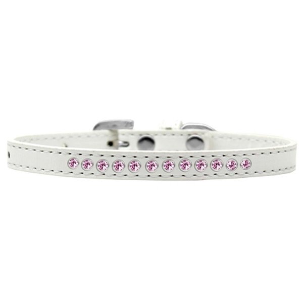 Mirage Pet Products 0.38 in. Light Pink Crystal Puppy CollarWhite Size 16 611-06 WT-16